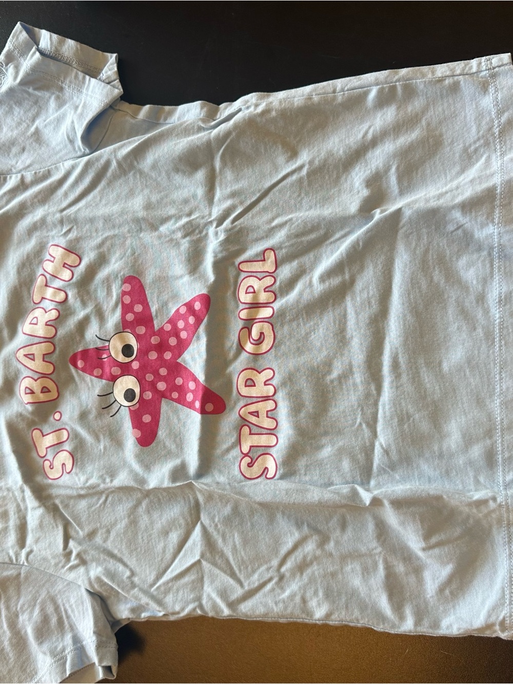 MC2 Saint Barth Light Blue Kids Tee with Pink Polka-Dot Starfish